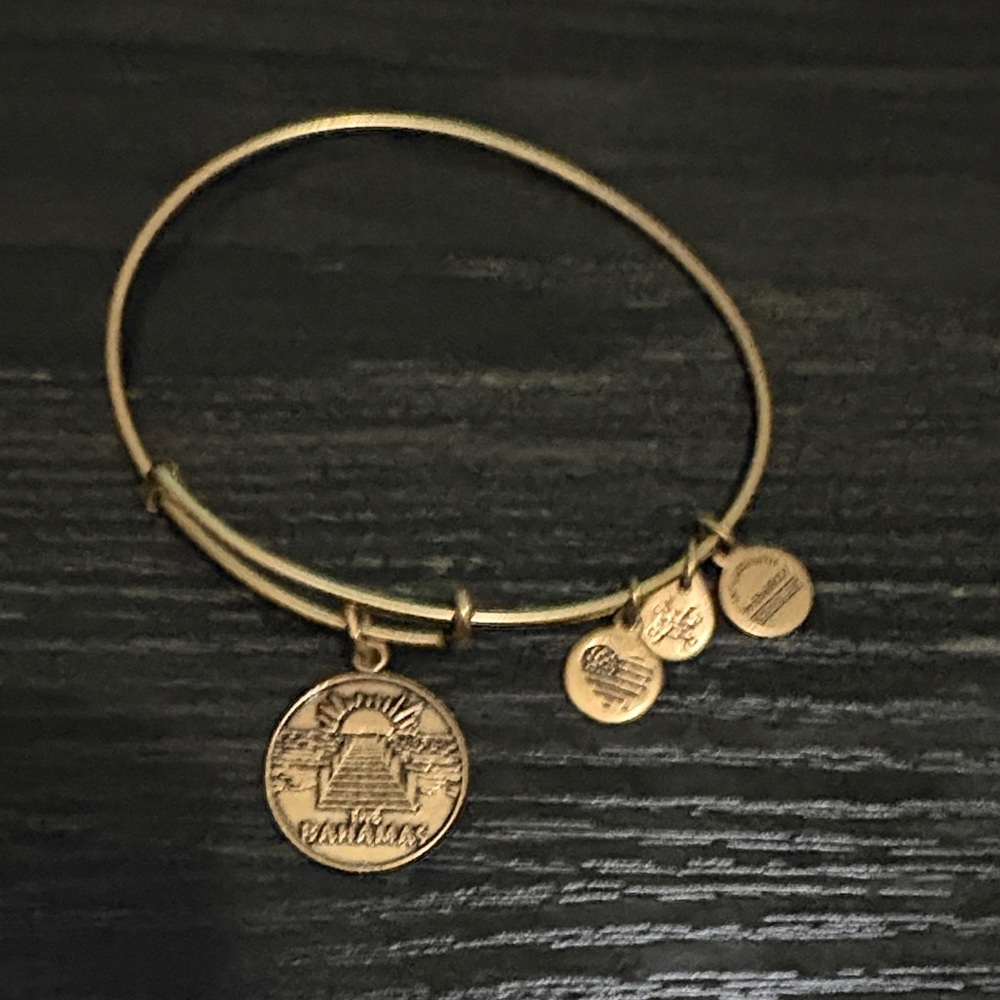 Alex and Ani gold tone Bahamas charm bracelet.